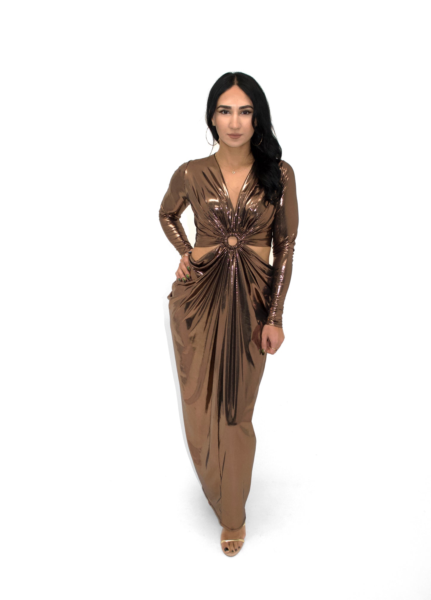 Ring Front Pleated Gown
