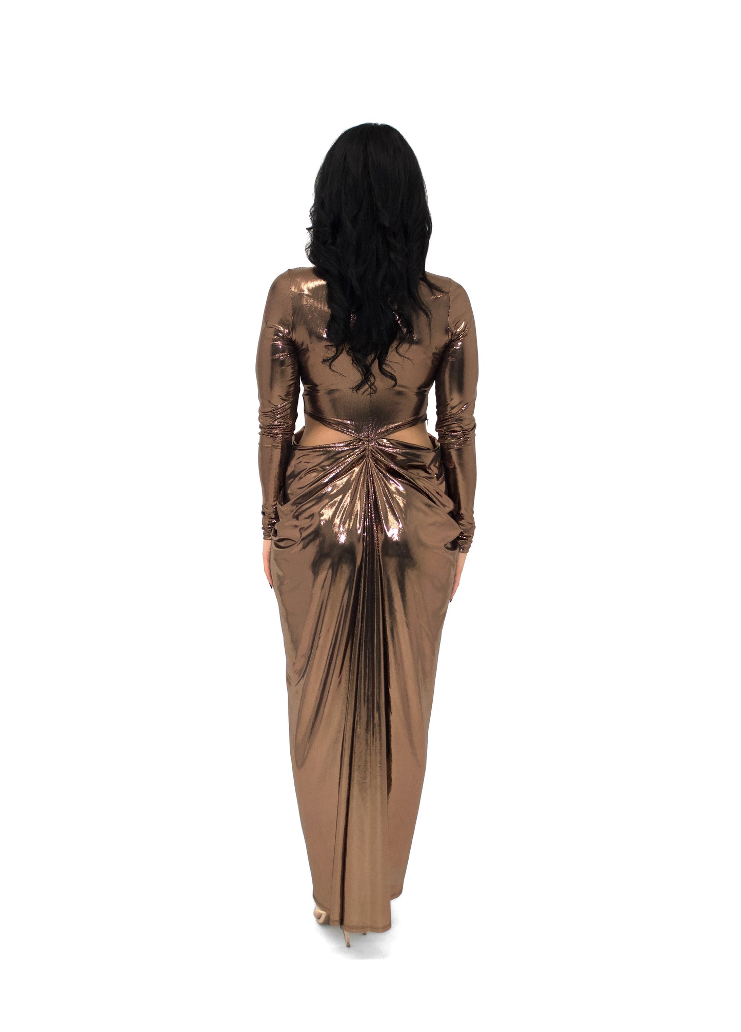 Ring Front Pleated Gown