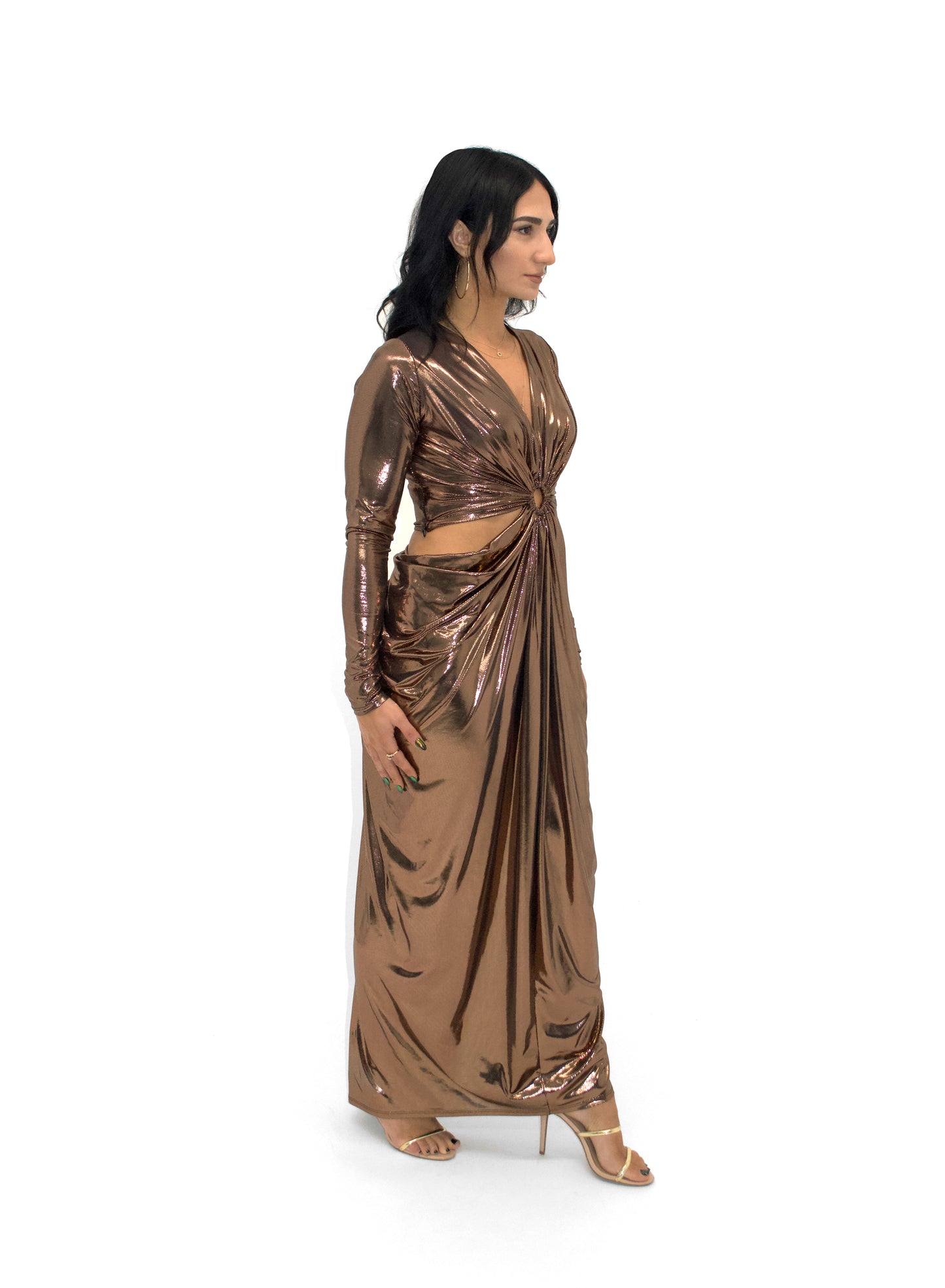 Ring Front Pleated Gown