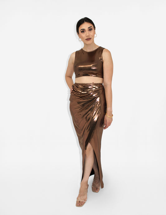 Crop Tank Pleated Skirt Set