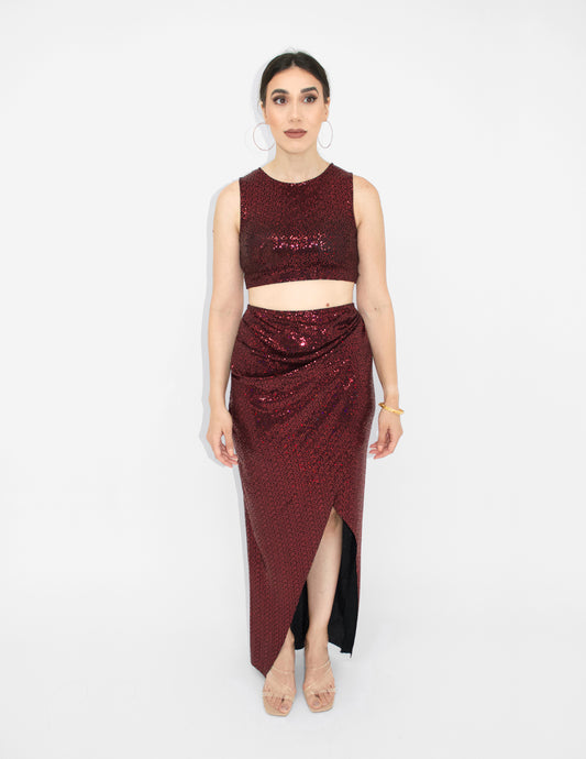 Crop Tank Pleated Skirt Set