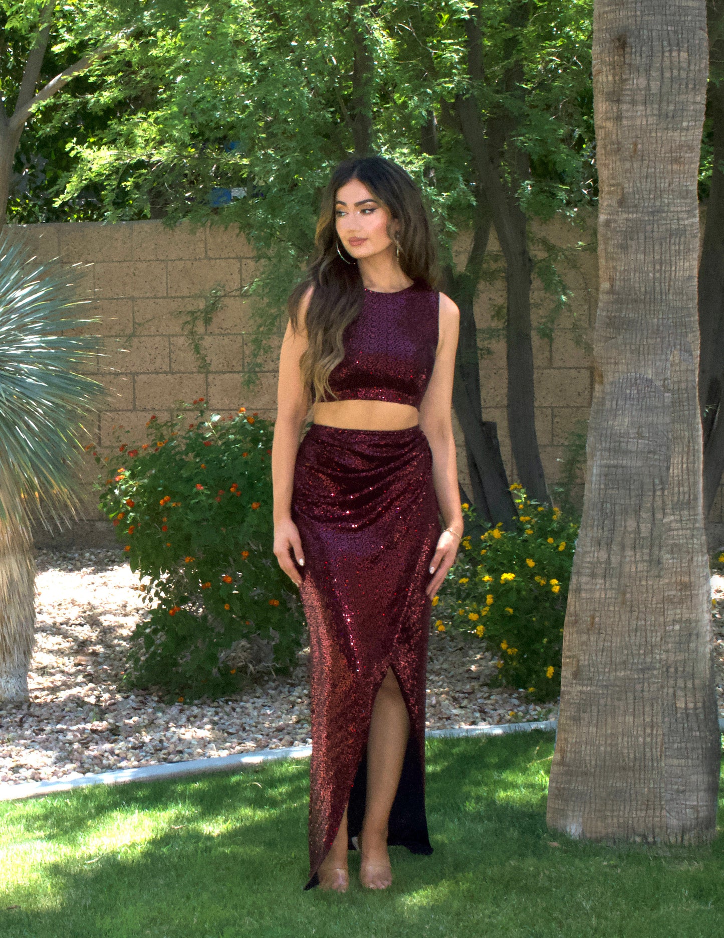 Garnet Crop Tank Skirt Set