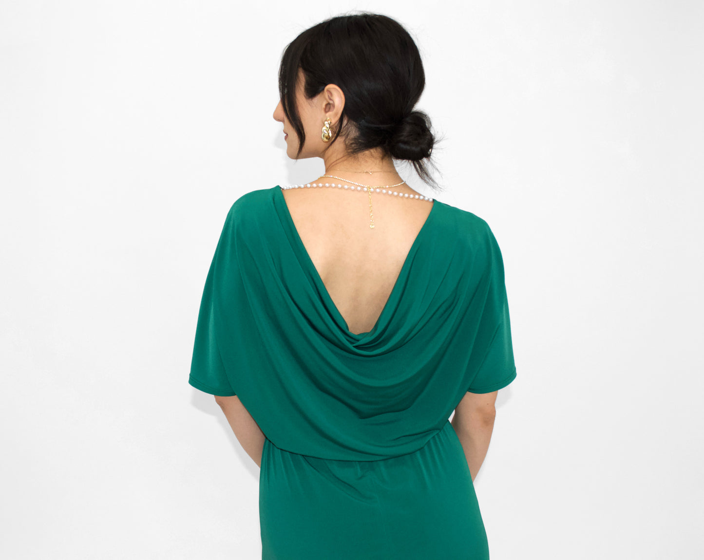 Cowl Back Pearl Trim Maxi