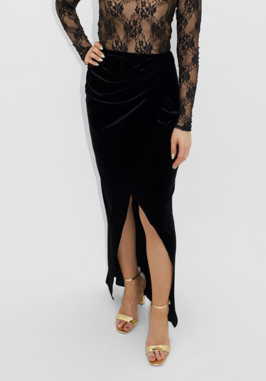 Luna Pleated Velvet Skirt